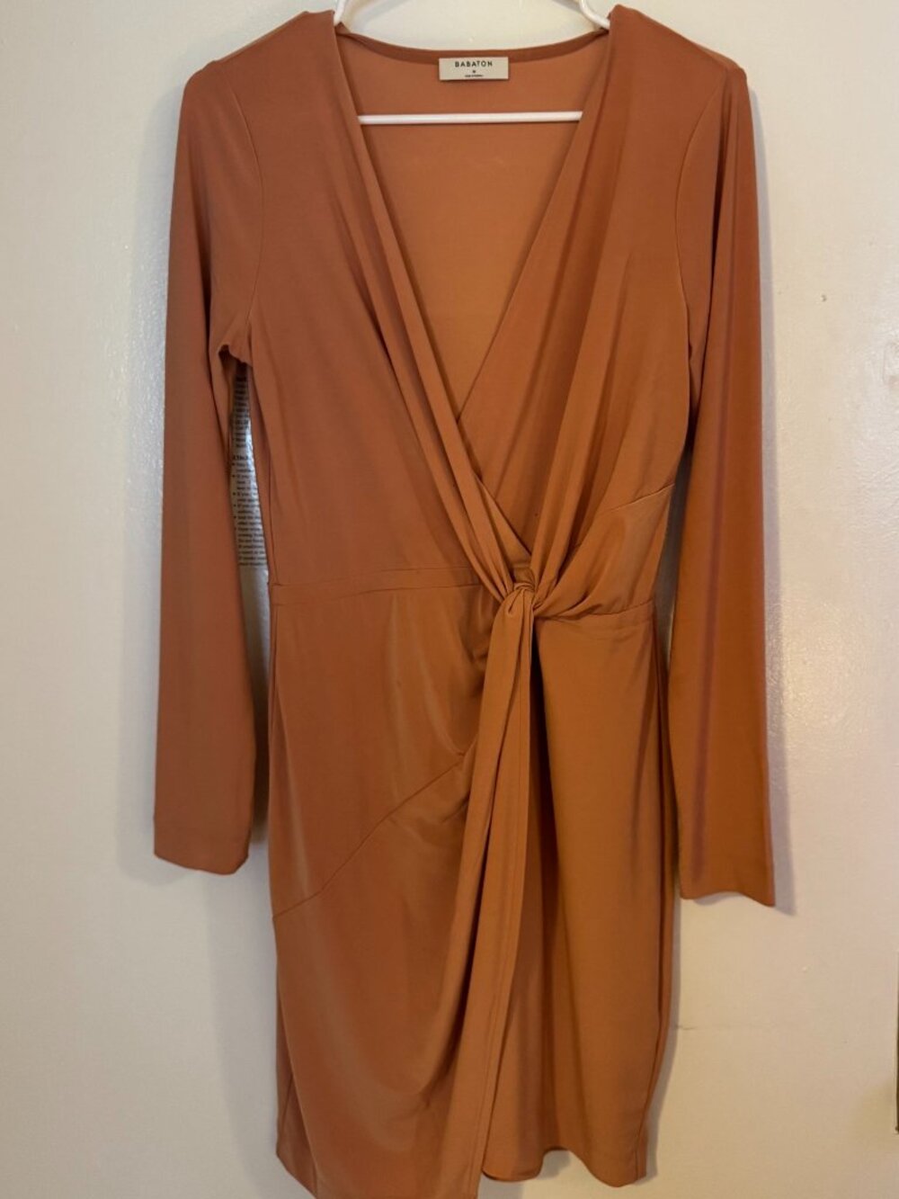 Babaton Aritzia Long Sleeve Twist Wrap Dress